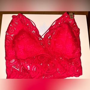 NWT / VS PINK Red Bralette with Lace Detail XS